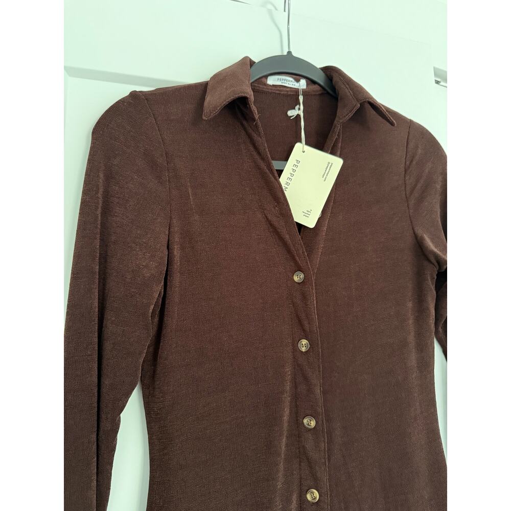 $60 New peppermayo Ring My Bell Mini Dress - Brown - size 4 - Picture 7 of 9